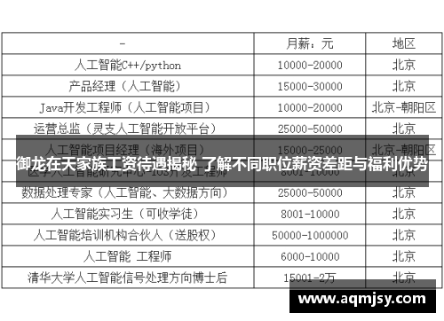 御龙在天家族工资待遇揭秘 了解不同职位薪资差距与福利优势
